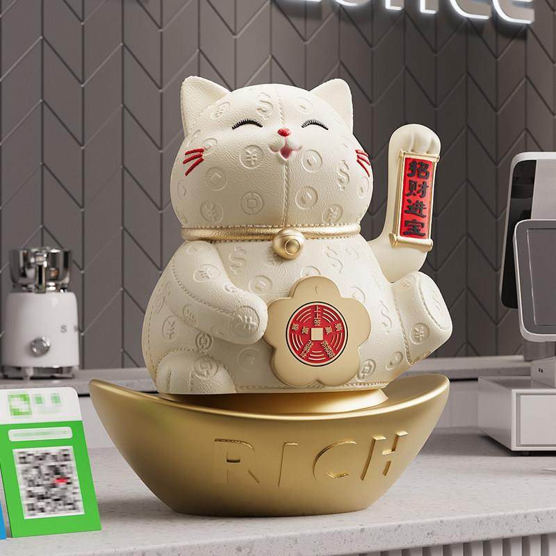 招财猫摆件自动手摇上上签解压旋转店铺前台存钱罐发财猫开 业礼,淘宝优惠券,粉丝福利购,淘宝优惠卷
