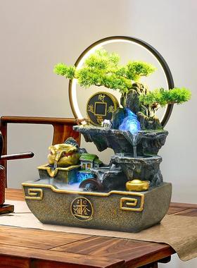 中式风车流水摆件循环水办公招财生财风水轮装饰开业假山鱼缸转球