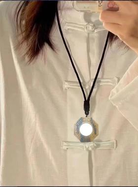 雷击枣木八卦镜凸镜凹镜办公室桃木门对门化解小摆件随身携带挂件