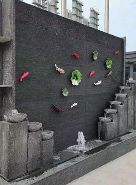 石材定制阳台鱼池跃水屏风水幕墙庭院喷泉景观背景墙循环流水摆件