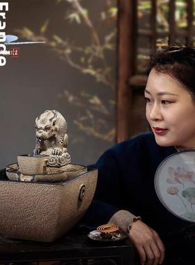 弗朗德日进斗金流水生财摆件循环水景办公室前台茶室桌面开业礼品