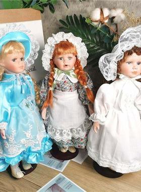 2021新款41CM田园欧式出口陶瓷娃娃卧室客厅个性摆件生日节日礼品