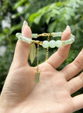 新中式竹节串珠清冷感手链女ins小众设计高级复古中国风闺蜜手饰