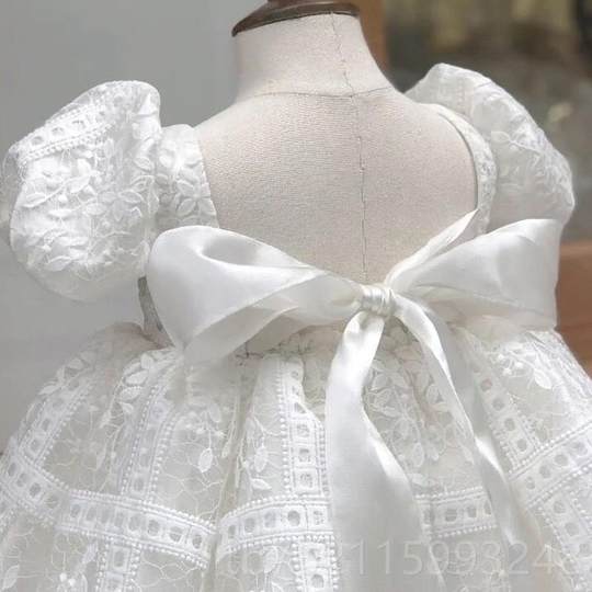 
Genuine children's hooded wedding dress hooded skirt girl flower girl white one-year-old princess dress performance lead piano