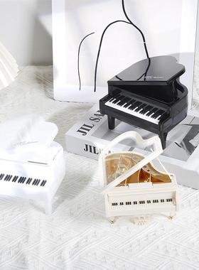 少女心迷你钢琴摆件抓周钢琴拍照道具桌面装饰存钱筒假钢琴道具