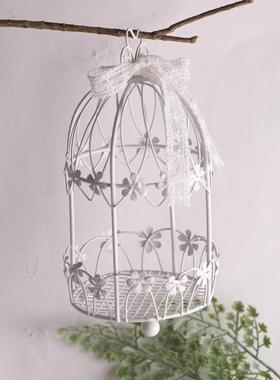 zakka杂货风悬挂鸟笼摆件法式家居花园装饰铁艺婚礼烛台拍照道具