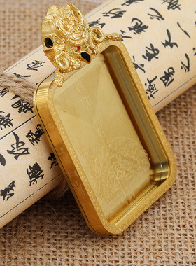 钛钢大鹏鸟单面嘎乌盒项链新款金刚杵镀金唐卡盒吊坠空盒字