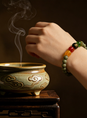 原创古法天然中药合香珠手链女香薰手串养生保健助眠饰品串珠首饰