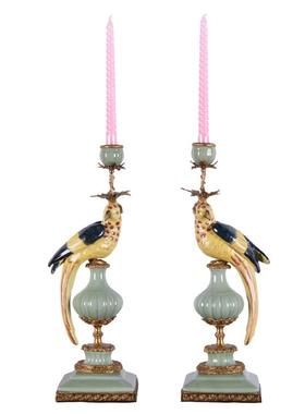 欧式绿色冰裂纹陶瓷配铜花瓶纸巾盒法式宫廷客厅玄关壁炉高端摆件