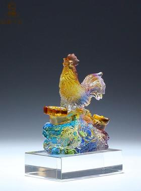 古代彩釉小公鸡招财饰品和镇屋水晶十二生肖鸡饰品工艺品属于鸡吉