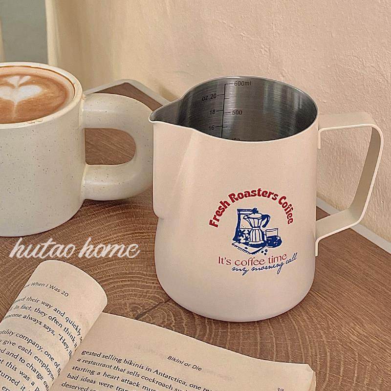 原创自制iins风北欧风印花拉花缸拉花杯打奶缸304不锈钢奶白色,淘宝优惠券,粉丝福利购,淘宝优惠卷