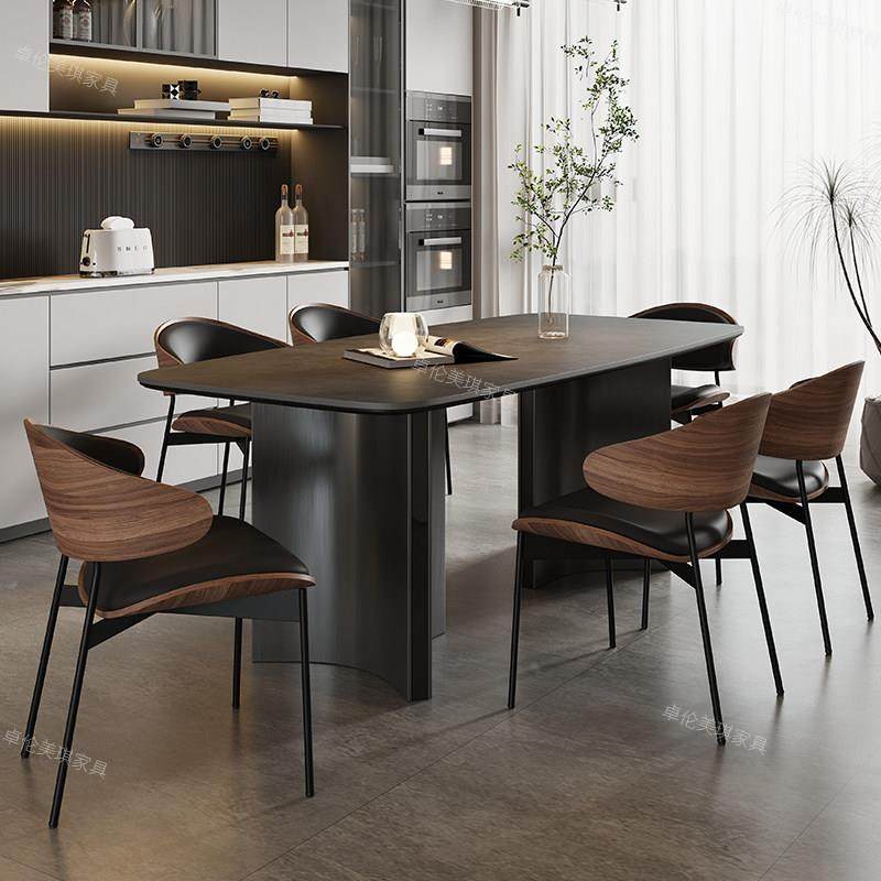 意式极简岩板餐桌2025年新款长方形餐桌椅现代轻奢客厅黑色饭桌,淘宝优惠券,粉丝福利购,淘宝优惠卷