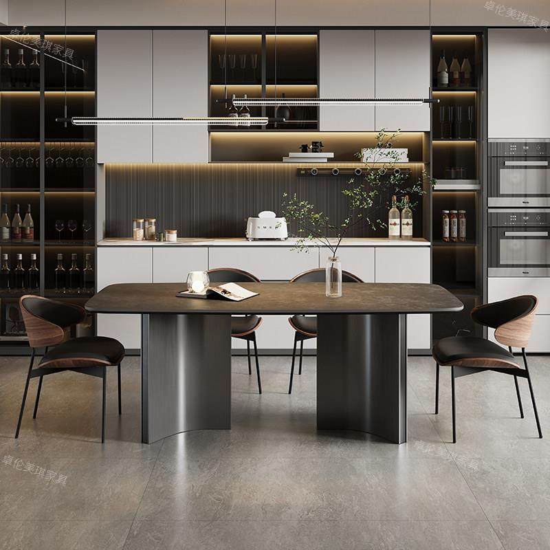 意式极简岩板餐桌2025年新款长方形餐桌椅现代轻奢客厅黑色饭桌,淘宝优惠券,粉丝福利购,淘宝优惠卷