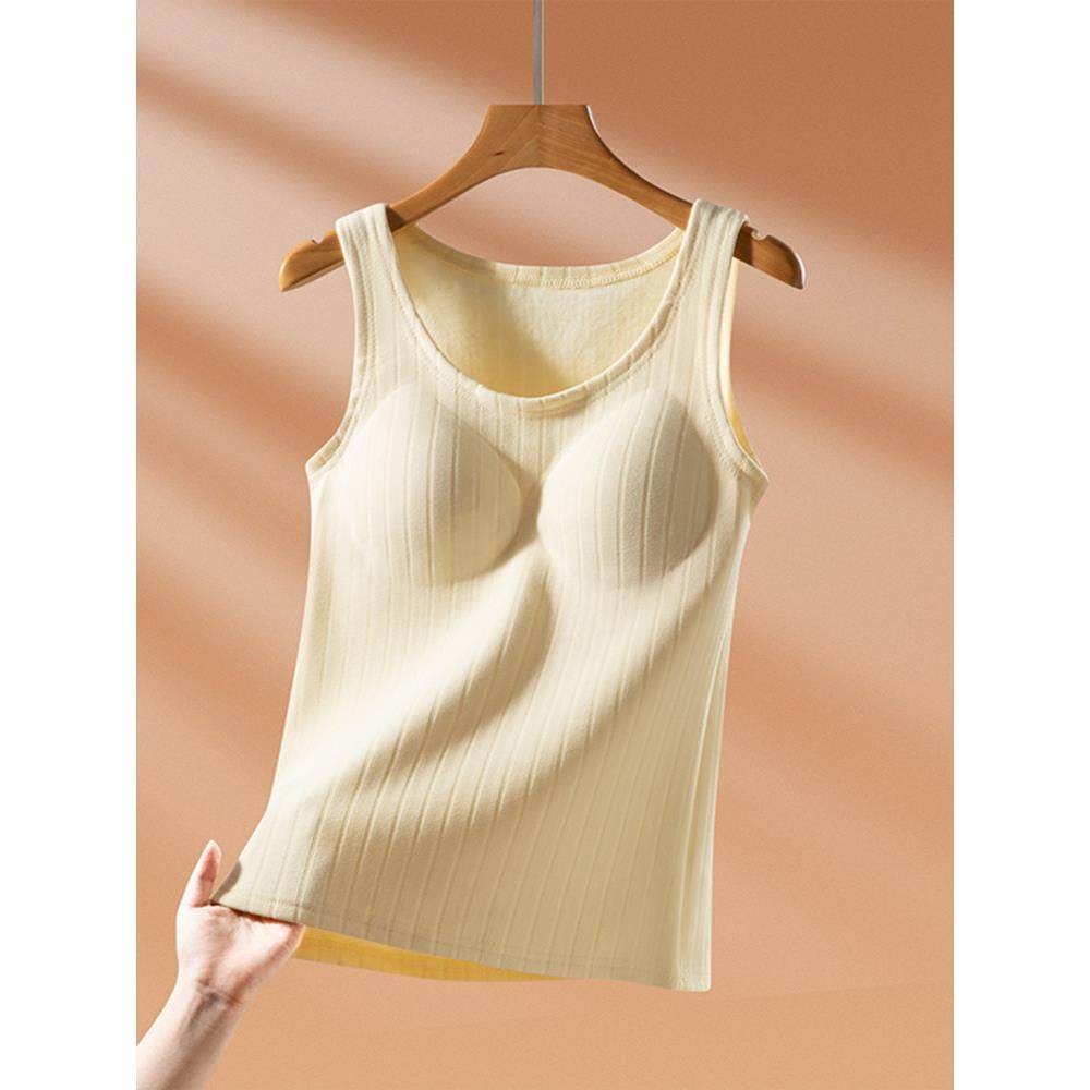 带胸垫加厚保暖背心女冬季德绒防寒打底衫内搭加绒圆领吊带上衣,淘宝优惠券,粉丝福利购,淘宝优惠卷