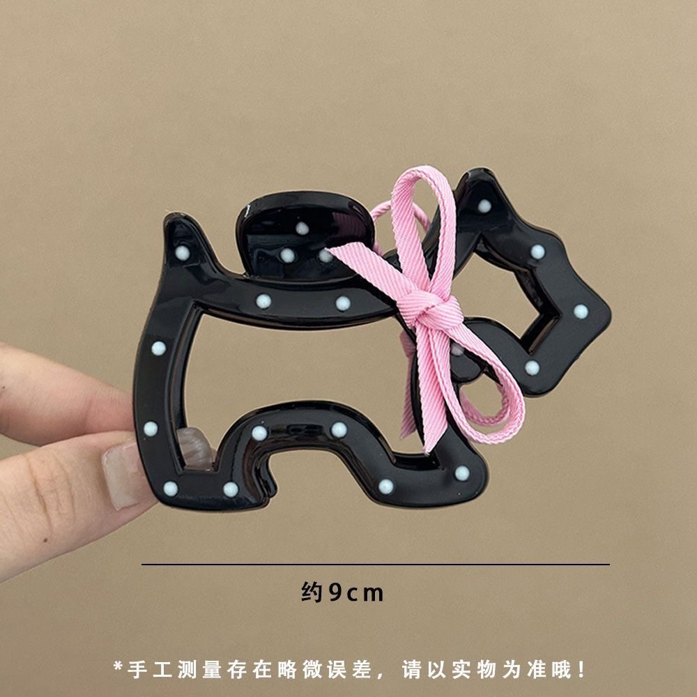 新款-韩系ins新款蝴蝶结波点小狗抓夹可爱小狗发夹半扎盘发鲨鱼夹,淘宝优惠券,粉丝福利购,淘宝优惠卷