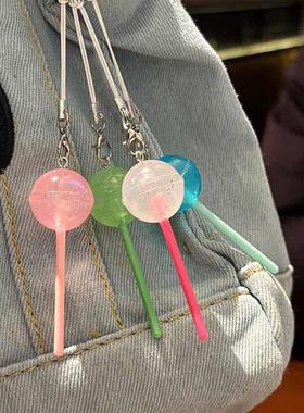 夜光小物件创意风夜光仿真棒棒糖手机绳挂件可爱少女心甜美书包小