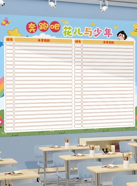 小组学生班级评比栏墙贴你追我赶幼儿园教室文化布置积分表扬贴纸