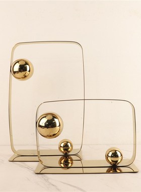 简约现代创意金属框架球摆件客厅茶几玄关书房电视柜家居软装饰品