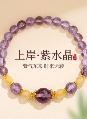 紫水晶手链女款招财转运上岸手串事业财富珠串轻奢小众精致手饰品