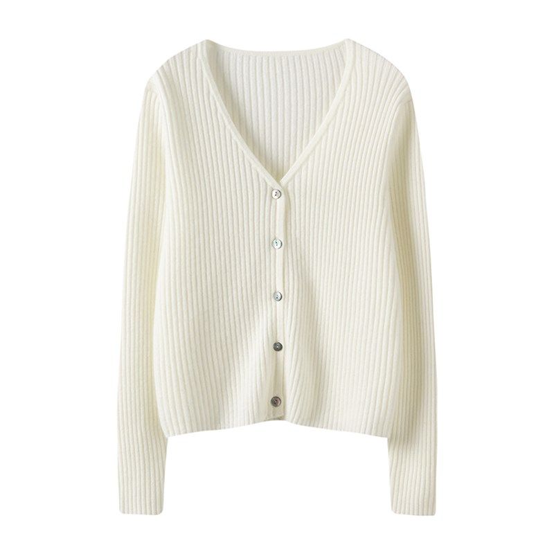 腔调范儿骨感十足!纯羊绒开衫女V领坑条修身短款羊绒毛衣女外套,淘宝优惠券,粉丝福利购,淘宝优惠卷