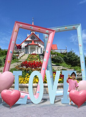户外网红爱心雕塑景区玻璃钢大型拍照打卡摆件售楼部度假村装饰品