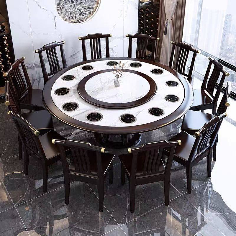 新中式岩板小火锅餐桌椅组合一人一锅电磁炉一体酒店家用圆火锅桌,淘宝优惠券,粉丝福利购,淘宝优惠卷