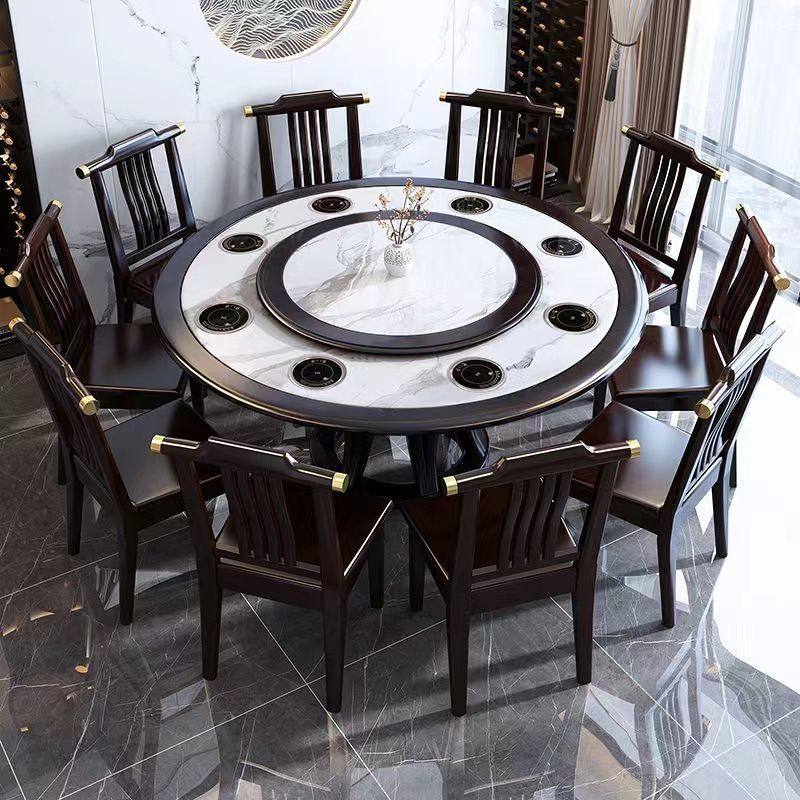 新中式岩板小火锅餐桌椅组合一人一锅电磁炉一体酒店家用圆火锅桌,淘宝优惠券,粉丝福利购,淘宝优惠卷