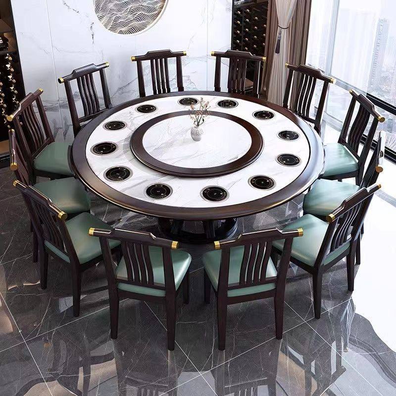 新中式岩板小火锅餐桌椅组合一人一锅电磁炉一体酒店家用圆火锅桌,淘宝优惠券,粉丝福利购,淘宝优惠卷