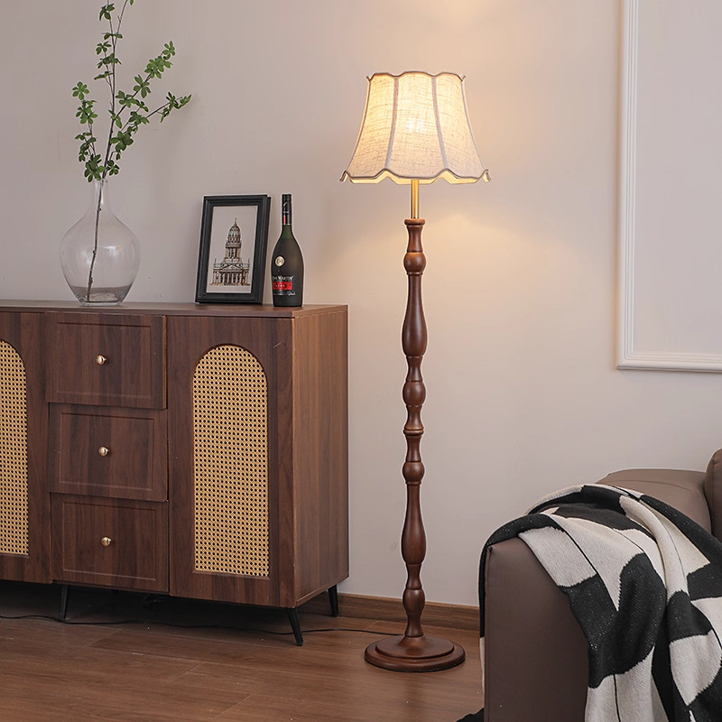 中古实木客厅落地灯法式复古沙发旁边高级感美式卧室装饰氛围台灯,淘宝优惠券,粉丝福利购,淘宝优惠卷