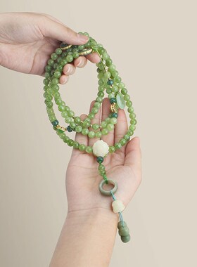 中式古风斜挎链汉服旗袍衣服配饰品流苏吊坠项链挂件长款串珠挂链