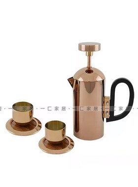 一匚现代轻奢陶瓷果盘金属茶具组合样板间酒店茶水间客厅茶几摆件