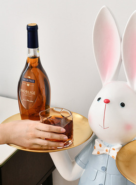 卡通托盘兔子沙发电视柜旁创意现代家居装饰客厅落地迎宾收纳摆件