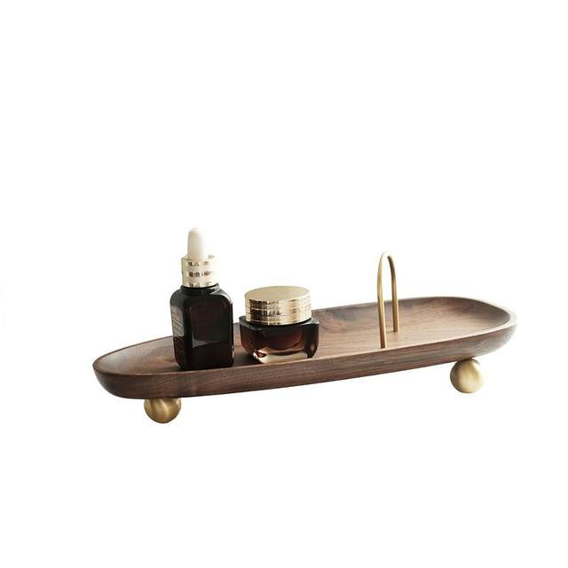 Virtual room desktop Nordic creative simple and exquisite entrance living room keys, cosmetics storage tray solid wood