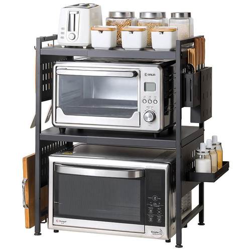 可伸缩厨房置物架微波炉架子烤箱收纳家用双层台面桌面多功能橱柜 - 图3