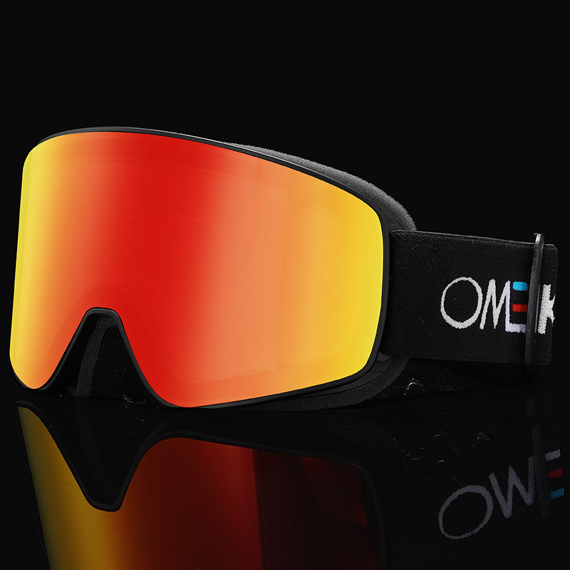 OMEKOL新款双层防雾滑雪镜户外护目镜风镜男女通用可卡近视眼镜
