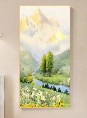 日照金山玄关装饰画风景山水画酒店走廊过道挂画入户门正对墙画