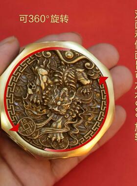 黄铜八面转赚钱十方来财解压转转铜手把件貔貅招财进宝魔方摆件