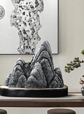 创意树脂假山工艺品摆件 中式玄关客厅酒柜办公室桌面摆设