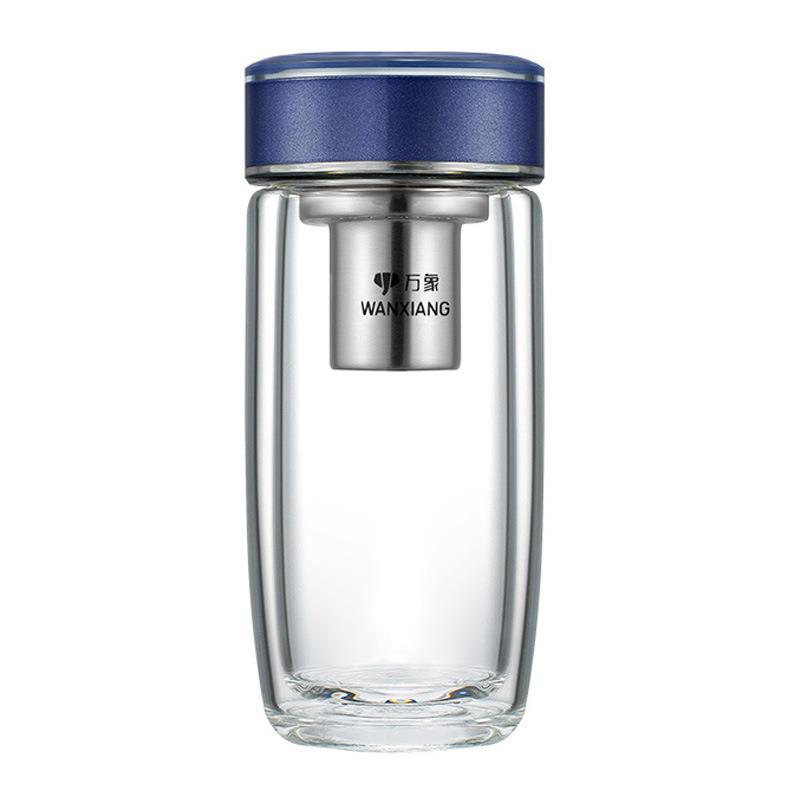 耐热商用玻璃杯V186双层隔热茶杯男女士商务水杯带滤网V187 - 图3