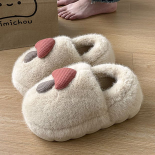 包跟保暖毛毛绒棉拖鞋