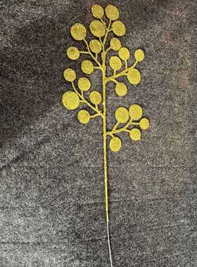 金色系仿真花尤加利福字叶家居装饰插花新年福桶摆件婚礼堂布