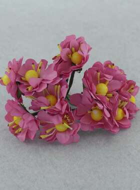 仿真油菜花黄球芯花手工纸花乡间节花环带黄色心迷你仿真花花卉