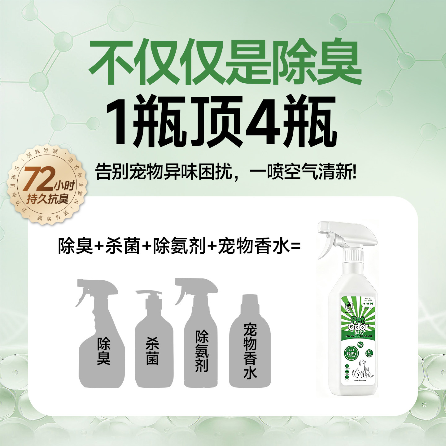 狗狗宠物除臭剂除味喷雾净味杀菌抑菌去尿味狗狗猫咪生物酶分解