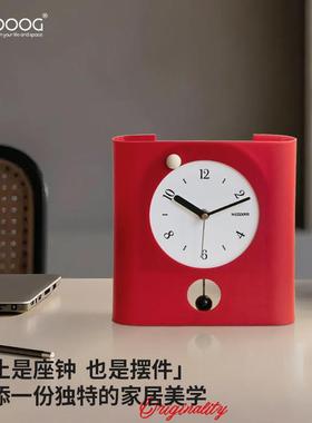 EMITDOOG玄关摆放式时钟摆件客厅家居办公桌面创意钟表装饰品