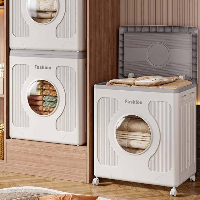 Clothes storage box sorting box flip folding large capacity household toys mobile storage multi-function storage cabinet