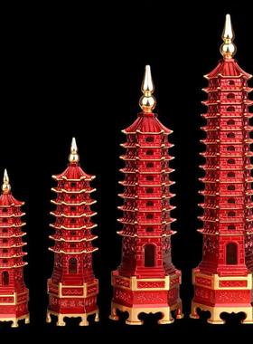 铜文昌塔摆件红色7层9层13层送底座文昌笔办公室书房装饰工艺品