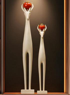 入户玄关客厅大号艺术鹿摆件细长窄落地高档电视柜壁龛家居装饰品