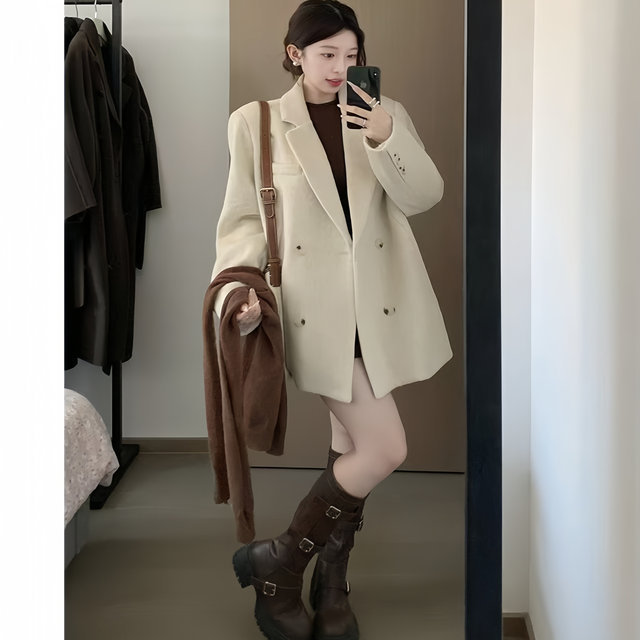 QY2025 autumn and winter Korean high-end mid-length temperament antelope thickened coat