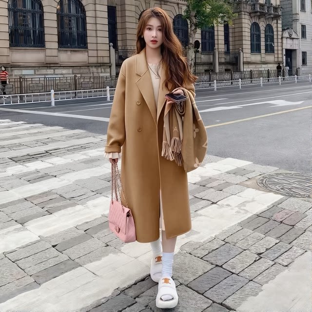 QY2025 autumn and winter Korean high-end mid-length temperament antelope thickened coat