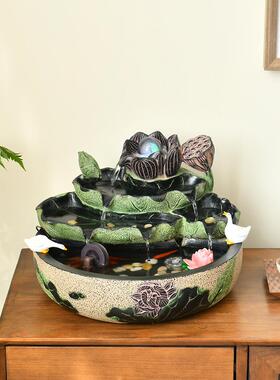 流水摆件循环水新中式客厅装饰水景风水轮招财转运球乔迁新居礼品